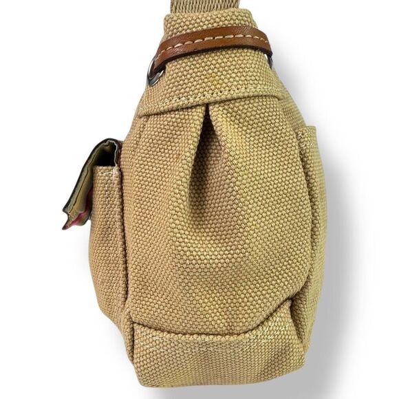 Fossil 1954 Vintage Y2K 90s Canvas Leather Crossbody Bag Front Flap Pockets - Picture 7 of 12